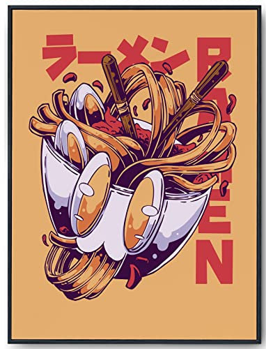 JOPRICO Ramen Poster - Anime Ramen Schüssel - Japan Poster - Küchendeko - japanische Dekoration