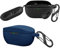 [2-Pack] easyBee Hülle Kompatibel mit JBL Wave Buds 2 / JBL Wave Buds [mit 2 Karabiner], Flüssiges Silikon Case Ultradünn Stoßfest Schutzhülle Bluetooth Kopfhörer Tasche - Schwarz und Blau
