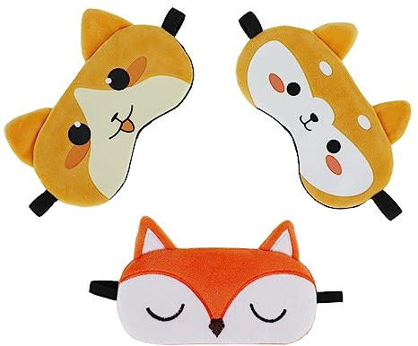 3 Stück Schlafmaske Kinder Weiche Schlafmasken mit Verstellbaren Trägern Augenbinden Süße Cartoon Schlafbrille für Kinder Mädchen Augenbinde Augenmaske Schlaf Reisen Frauen Sleeping Mask