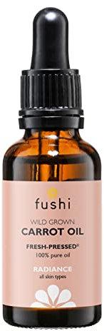 Fushi Carrot Oil 30ml Fresh-Pressed Rich in Beta Carotene Best for Sun Damage Skin, Parched Skin & Fine Lines, Vitamins A, B, C, D and E and essential fatty acids Manufactured in the UK