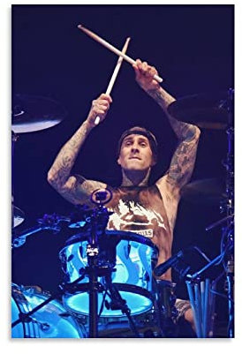 Enartly Foto Auf Leinwand Famoso musicista Travis Barker Rock Hip-hop Batterista Coolworks Poster Soggiorno Camera da letto Pittura Opera d'arte 60x90cm Senza Cornice