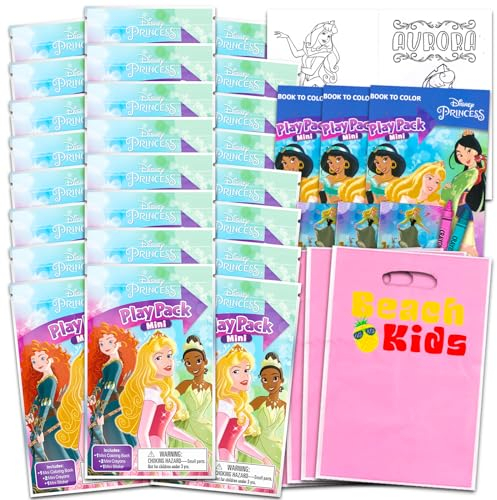 Disney Dornröschen Mini-Partygeschenk-Set für Kinder – Bündel mit 24 Mini-Aurora-Spielpackungen mit Malseiten, Aufklebern und mehr (Dornröschen Geburtstagsparty-Zubehör)
