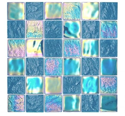 Glasmosaik Mosaikfliese medio flip flop irisierend türkisblau mehrfarbig MOS66-S63-48