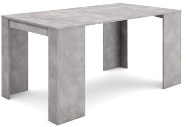Skraut Home | Table Console Extensible | Console Meuble | 160 | pour 8 Personnes | Table à Manger | Style Moderne | Ciment