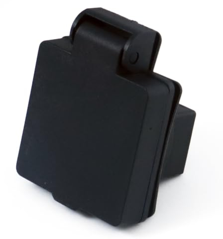 HOLZER / 6 Stück/Anbausteckdose/Einbausteckdose / IP44 / Schwarz/Deckel Selbstschliessend (Schwarz)