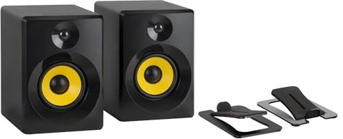 McGrey MM-550BT Multimedia-Aktivlautsprecher Set - 50 Watt RMS Leistung - Bluetooth - MDF-Gehäuse - Volume-, Bass- und Höhenregler - inklusive Winkelfuß-Lautsprecherstativen - Schwarz
