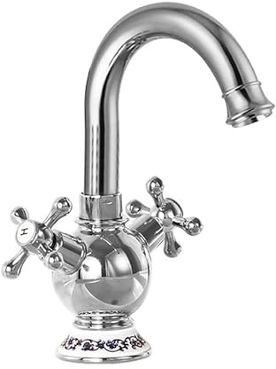 ZYCDP Rubinetteria Bagno Ottone Vintage Miscelatore Bagno Lavabo e Bidet Set Vintage a Doppia Manopola a Croce, Cromo