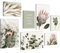 Novart Wandbilder Grüne Blätter - KOMPLETT AUFHÄNGFERTIG - Blumen Wohnzimmer Schlafzimmer - 7 Moderne Mood-Bilder - N023072a