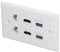 6 Port Wall Plate Cat 6 Ethernet Wall Plate with USB3.0 HDTV Projector Computer