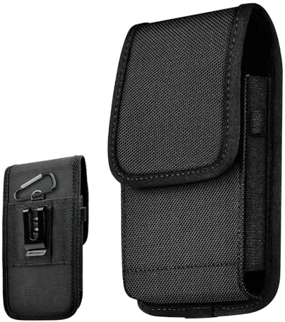 Étuis de Ceinture Housse pour Smartphone, Noir Pochette Telephone Portable Ceinture, Sac Ceinture RFID Blocker, Protection Antichoc avec Clip de Ceinture, Emplacement pour Cartes, Porte-Stylo
