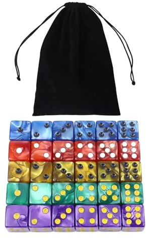 16mm 30PCS DND Würfel Set,DND kniffel Würfel,nicer dice DND Yahtzee Würfel für Poker,Dungeons and Dragons,würfelspiel,würfelbecher,Acryl Würfel mit schwarzem Würfelbeutel(Vergrößerte Menge