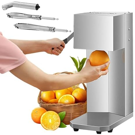 HLGKBY Exprimidor de Naranja eléctrico, exprimidor de cítricos Comercial de Acero Inoxidable de 10 W, exprimidor de Naranja con Potente Motor y Mango de Agarre Suave, Control de Pulpa 3 s,
