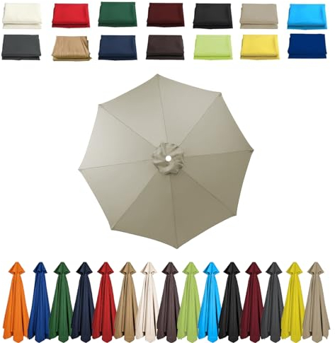 2 m, 2,3 m, 2,5 m, 2,7 m, 3,0 m - Housse de rechange pour parasol de terrasse, 6/8 baleines - Housse en tissu - Auvent de rechange pour parasol déporté, cour, jardin, taupe, 3.0m-8 Streben