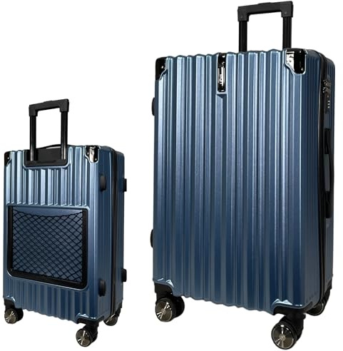 SIGN Hartschalenkoffer ReisetascheTrolley ABS Reisekoffer 360° Doppelrollen Zahlenschloss Modernes Design (Beautycase-Handgepäck-Mittel-Groß-Set) (Blau, Mittlerer Koffer (65cm))