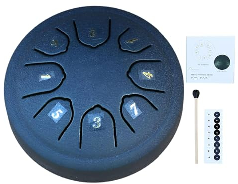 Regentrommel für Außengarten | 4,5 Zoll 8 Noten Chakra Drum für Regen | Stahlzungentrommel | Raindrum Garten | Zungentrommel | Wasserdichtes -Handpan-Trommelinstrument Für Den Garten Blue