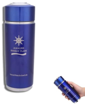 Bouteille D'eau Alcaline Portable, Bouteille D'eau Isolée Portative Nano Bouteilles D'Énergie Acier Inoxydable Bouteilles À Bouchon À Large Ouverture Pour L'amélioration De L'immunité (Bleu)