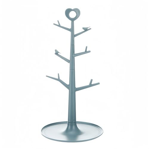 NBBENG Mug Tree, 6 PCS Plastic Mug Holder, Countertop Mug Tree, Mug Stand Coffee Mugs Tree & Tea Cup Storage Rack, Mug Rack Countertop for Kitchen Bar Display (Blue)