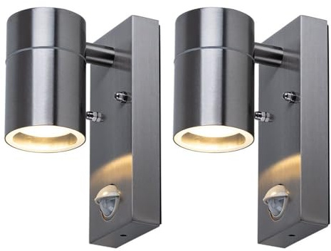 V-TAC Wandleuchte Bewegungsmelder Wandlampe Edelstahl Glas Fassadenleuchte, Fernbedienung dimmbar, RGB LED 3,5W 290Lm warmweiß, DxHxT 6,7x16,3x11 cm, 2er Set