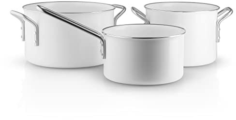 Eva Trio White Line - Juego de ollas (3 unidades, 1,8 L, 2,5 L, 3,8 L, revestimiento antiadherente de cerámica Slip-Let®), color blanco