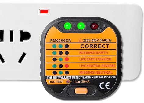 Tester De Prese, 220-250v Tester per Circuiti Presa Digitale Elettricisti Rilevatore Cavi Con Test RCD E Display Lcd, 6 Tipi Di Diagnosi Dei Guasti Rilevatore Cavi
