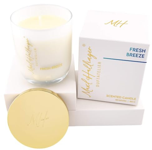 Hallingers Fresh Breeze - Duftkerze aus Sojawachs bis 40h Maxl Hallinger Duftatelier, scented candle, Duftkerzen im Glas (Glas & Karton) - Geschenk im Sommer & als perfektes Grillgeschenk | Geburtstag