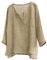 Men's Linen Shirts UK - Men's Grandad Shirt Casual Long Sleeve Shirt Summer Hippie Shirts Loose Fit Wedding Tops for Men Grandad Collar Lightweight Vacation T Shirts Khaki