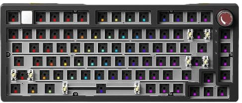 Custom 75 Percent Barebone Wired Keyboard Kit With RGB Backlighting Aluminum Gasket Structure Gaming Grade Metal Base(Black-RGB)