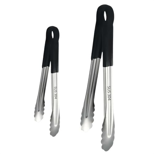 MHwan Pinze da Cucina, 2 Pezzi 31 cm e 24 cm Pinza Cucina Professionali in Acciaio Inox, Protezione Antiscottatura a 360°, Manici Antiscivolo, Silicone Alimentare, Lavabili in Lavatrice
