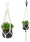 Mabor 2Pcs Hanging Baskets for Plants Indoor, Boho Macrame Plant Hangers Decorative Crochet Braided Rope Flower Pot Holder with Metal Rings for Outdoor Home Decor