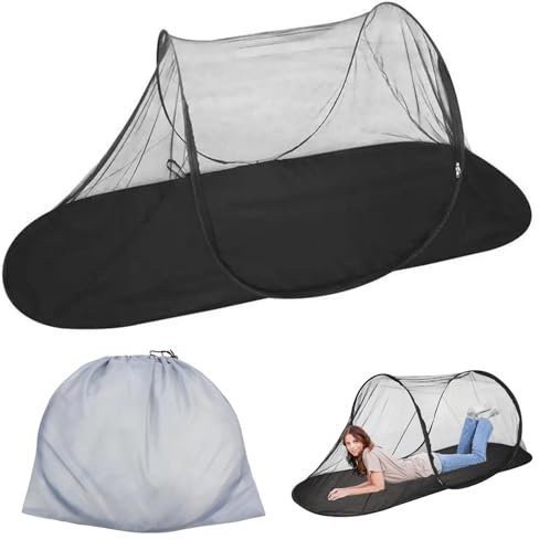 Zanzariera Pop Up Ultra Leggera,Campeggio All'aperto Rete Antimosche,Zanzariera da Viaggio Portatile Pieghevole per la Casa,Rete Antimosche per Letto,Adatto per Famiglie 200x72x70cm Nero Tokaneit