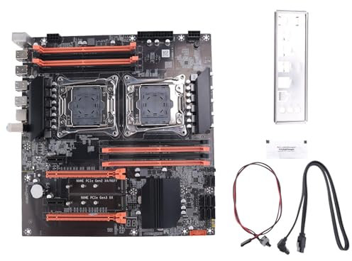 Giuneuow Carte MèRe Double CPU X99 + Câble + Câble de Commutation + DéFlecteur + Graisse Thermique LGA 2011 DDR4 Prend en Charge la Carte MèRe CPU 2011-V3
