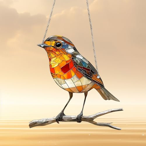 Acrylic Hanging Garden Suncatcher Robin on Branch Window Sun Catcher Hangings Decor for Home Ornament