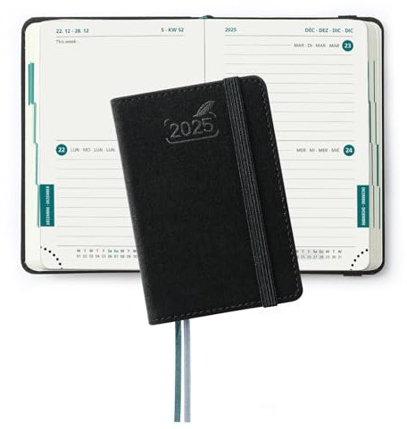 BEZEND Taschenkalender 2026 Klein A7 12 x 8 cm - 2 Tage pro Seite - Mini Terminplaner & Buchkalender 2026 mit PU-Leder Hardcover, Fruchtgrün