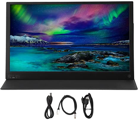 Ylwxzenith 15.6in 4K IPS HDR Portable Gaming Monitor with Dual Speakers, Leather, for Laptop PC Phone