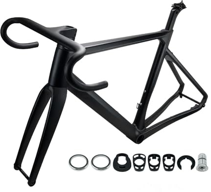 HZXQCVB Carbonfaser-Rennradrahmen 700C Scheibenbremse Rennrad-Rahmenset 46cm/48cm/50cm/52cm/54cm 100mm/142mm Steckachse Rahmen Interne Kabelführung(Black with Handle,50cm)