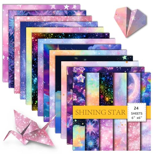 24 Blatt Sternenhimmel und Sterne Muster Scrapbook Hintergrund Dekorpapier