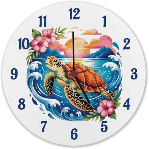 speecheese Meeresschildkröte Aquarellstil Wanduhr Maritimes Design Kreative Dekouhr für Naturliebhaber