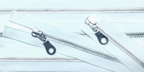 Reißverschluß Metall teilbar 2-Wege 90 cm weiß silber