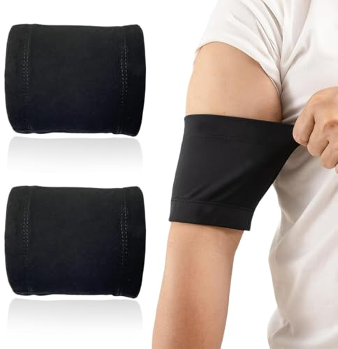 2 Stück Kompressionsarmlinge, Unterarm Bandage, Glucose Sensor Schutz Armband Libre, Medtronic, Dexcom oder Omnipod – Komfortabel wiederverwendbares Diabetikband(2XLSchwarz)