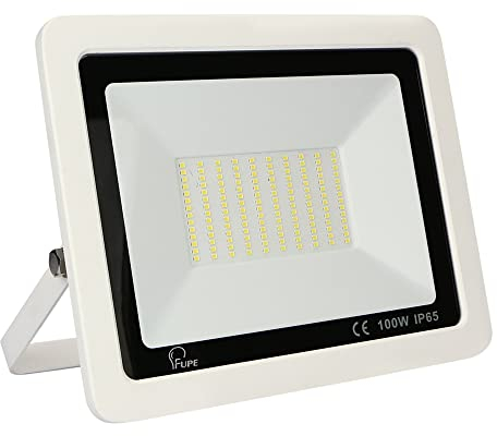 Mille Lucciole 100W LED Strahler Außen,10000LM Superhell Außenstrahler IP65 Wasserdicht Fluter 6500K Kaltweiß Scheinwerfer,LED Strahler für Hinterhof,Garage,Flur,Garten,Keine Bewegungsmelder【Weiß】