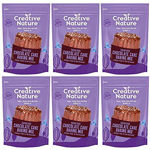 Gluten Free Cake Mix | Creative Nature Vegan Chocolate Baking Mix | Organic, Nut Free, Dairy Free | Top 14 Allergen Free | 6 Pack