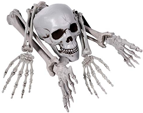 EXCEART Skelettknochen Und Schädel Kunststoff Gruselige Gefälschte Skelett für Halloween Requisiten Friedhof Bodendekor Halloween Skelett mit Beweglichen Gelenken