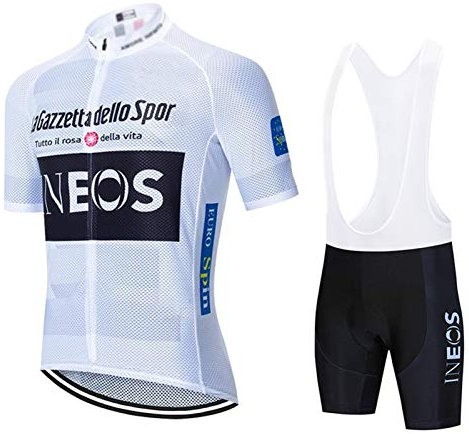 Maglia Ciclismo Uomo Manica Corta, Abbigliamento Sportivo Da Ciclismo Con Pantaloni Ciclismo Salopette Asciugatura Rapida Per MTB Ciclista Completo Ciclismo Squadre (Bianca 2,L)