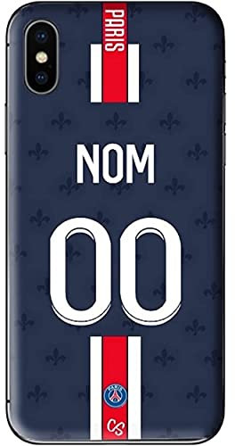 Coque Football Personnalisable Paris Domicile Saison 2021/2022 Bord Noir TPU Silicone à Personnaliser avec nom et numéro au Choix. Housse de Foot pour Smartphone personnalisée et fabriquée en France.