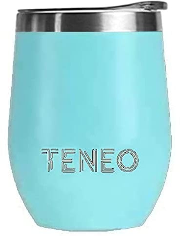 Reusable, Eco Friendly, Thermal Mug by Teneo with Lid and Stainless Steel Straw | 12oz (350ml) (Aqua, Regular Lid)