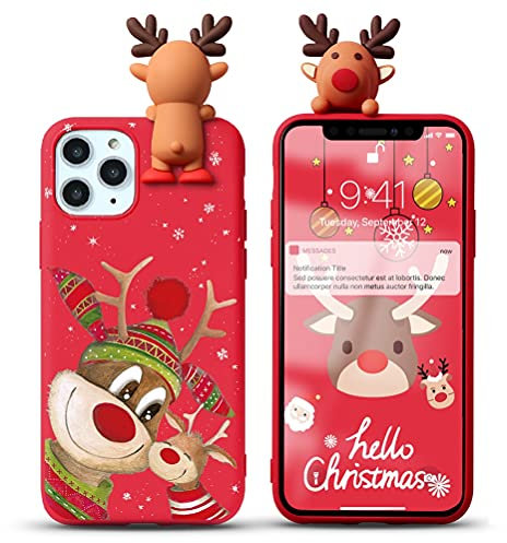 Yoedge Coque pour Apple iPhone 6 Plus / 6s Plus 5,5, Etui Rouge Silicone TPU avec 3D Dessin Animé Cerf Motif, Cadeau de Noël Housse Souple Antichoc Protection Case pour iPhone 6S Plus, Cerf 7