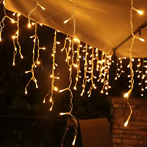 Lichterkette Eisregen Außen, 15m 600er LED Lichtervorhang LED mit Timer, IP44 wasserdicht 8 Modi für Innen Außen Weihnachten, Schlafzimmer, Party, Hochzeit, Balkon, Garten Deko