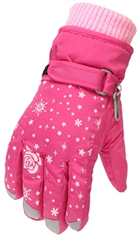 Blingko Skihandschuhe Kinder Handschuhe Reithandschuhe Mädchen Wasserfest Fahrradhandschuhe Winter für Sport Jungen, 4-9 Jahre, T-rot