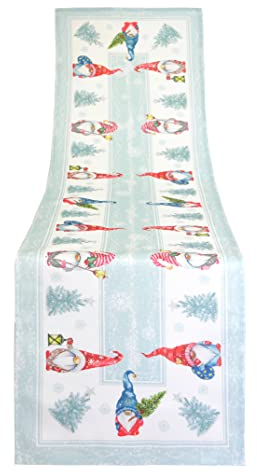 KAMACA Tischläufer 40x160 cm mit hochwertigem Druck-Motiv Küche Esstisch Eyecatcher Herbst Winter Weihnachten (Wichtel Freunde 40x160)