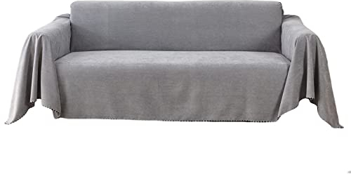 VanderHOME Anti-Rutsch-Sofa Abdeckung - Elastische Dehnbare Schutzhülle für Vier Jahreszeiten - Universal Decke für Wohnzimmer und Haustier - Solid Farbe Home Dekoration 180*340cm-Grau